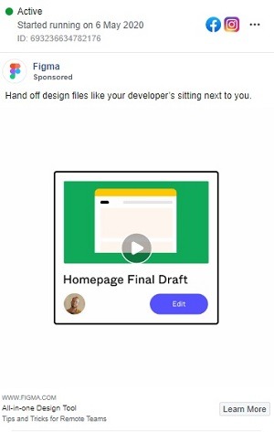Figma facebook video ad example
