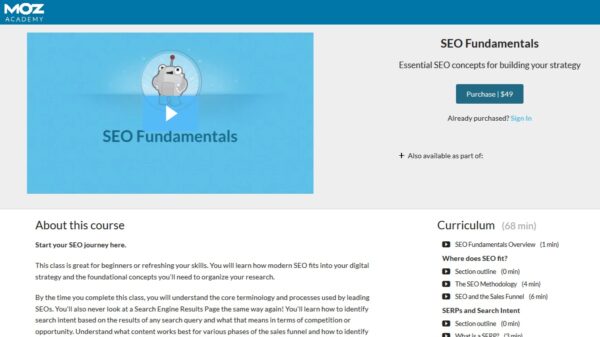 SEO Fundamentals course by Moz