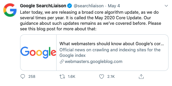 May 4th Google core Update Confirmation