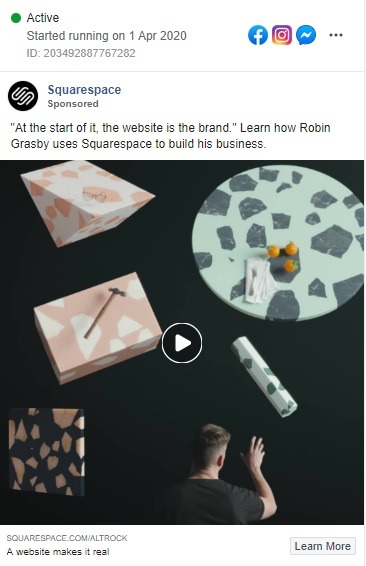 square space facebook video example