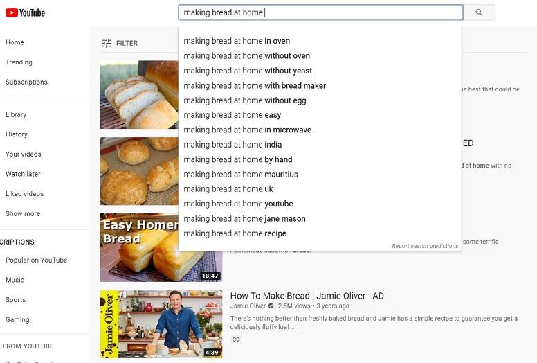 YouTube advertising during COVID-19 search example
