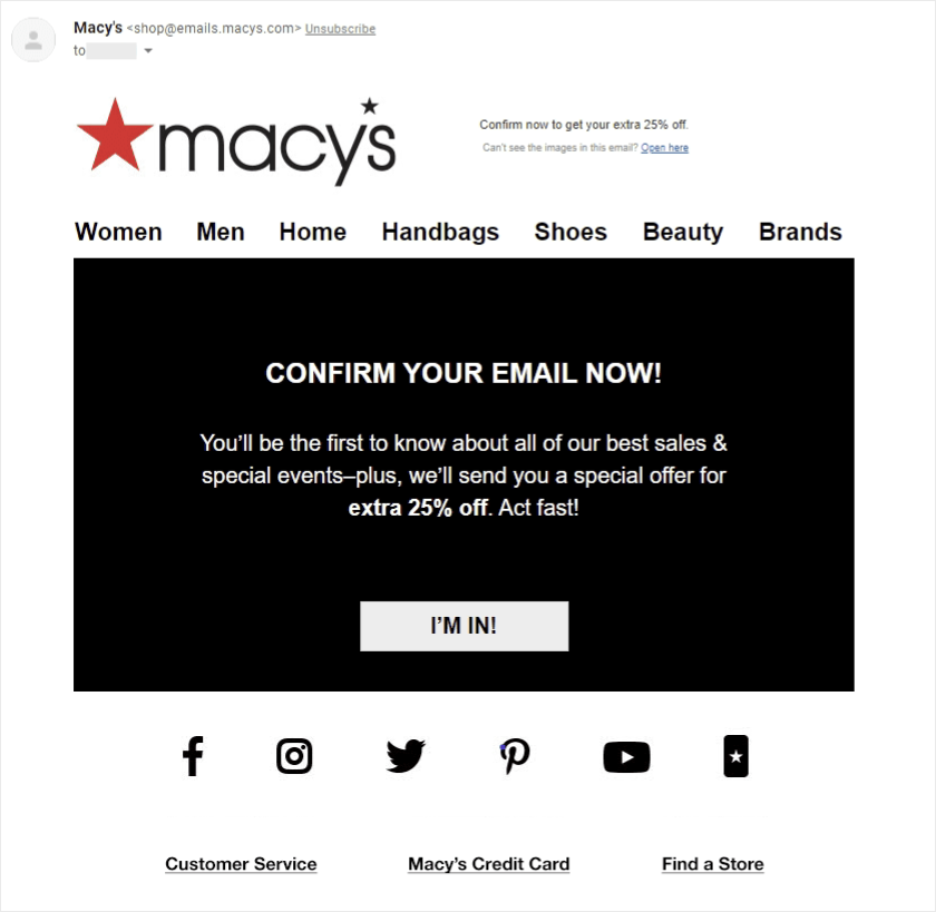 Macy's transactional email