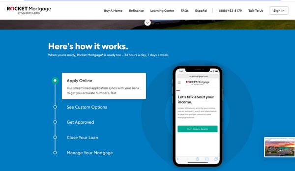 rocket mortgage how it works page