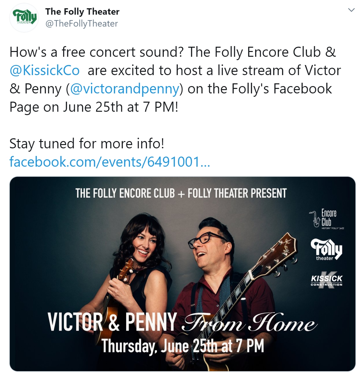 TheFollyTheater free streaming concert