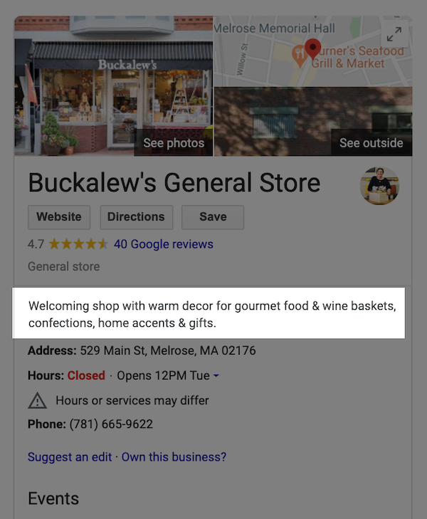google my business optimization buckalews editorial summary