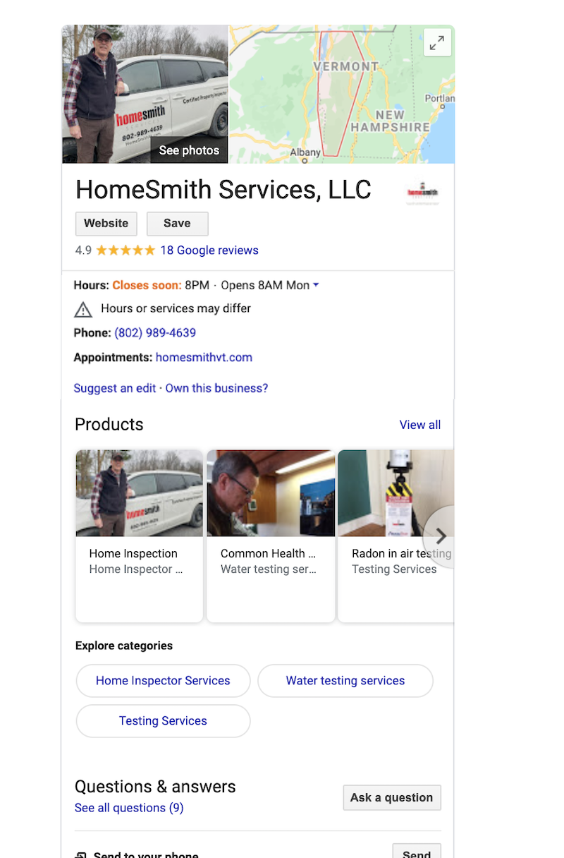how to use Google my business provide information homesmith services llc.png