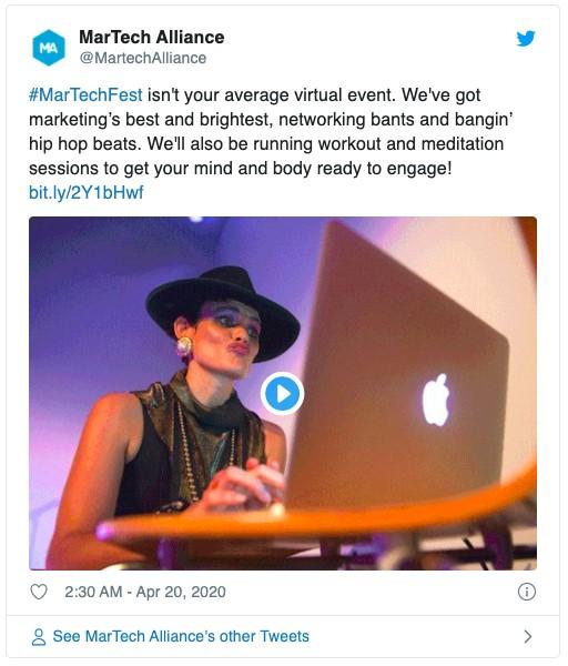 example of a tweet with video promoting a virtual event
