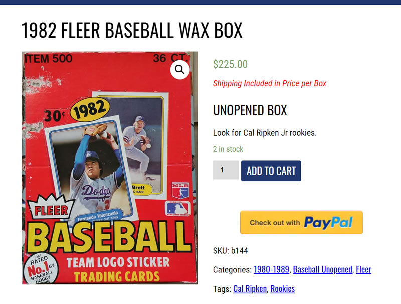 Ripping Vintage Packs uses PayPal to complete online transactions