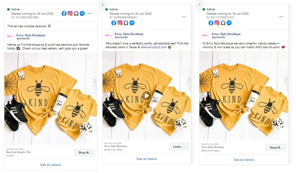 facebook ad example Envy Stylz