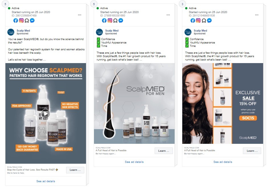 facebook ad example Scalp Med