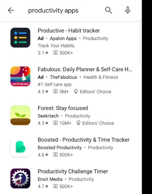 Example of productivity apps