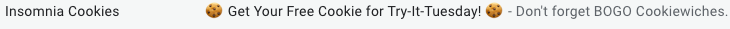 Insomnia Cookies using cookie emojis in its subject line