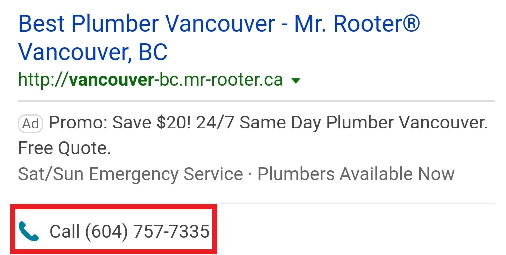 example of location extensions on bing ads.
