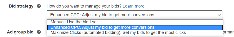 bidding strategy choices on bing ads.