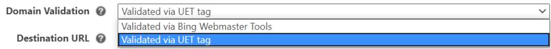 validated uet tag in bing ads.