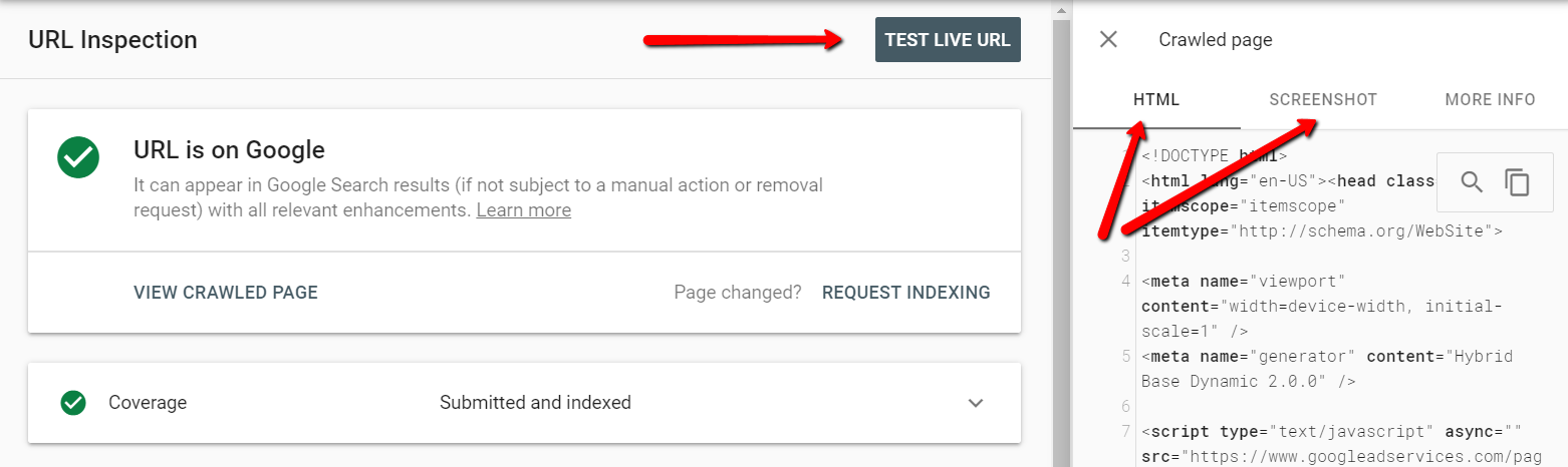 example of qaing content in google search console.