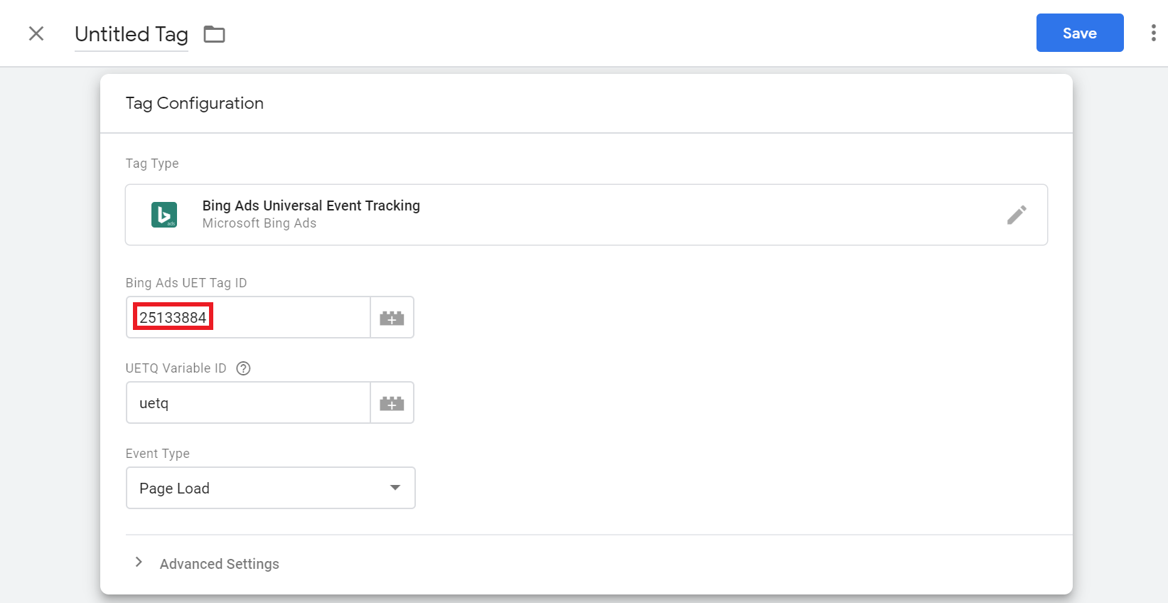adding bing uet to gtm tag.