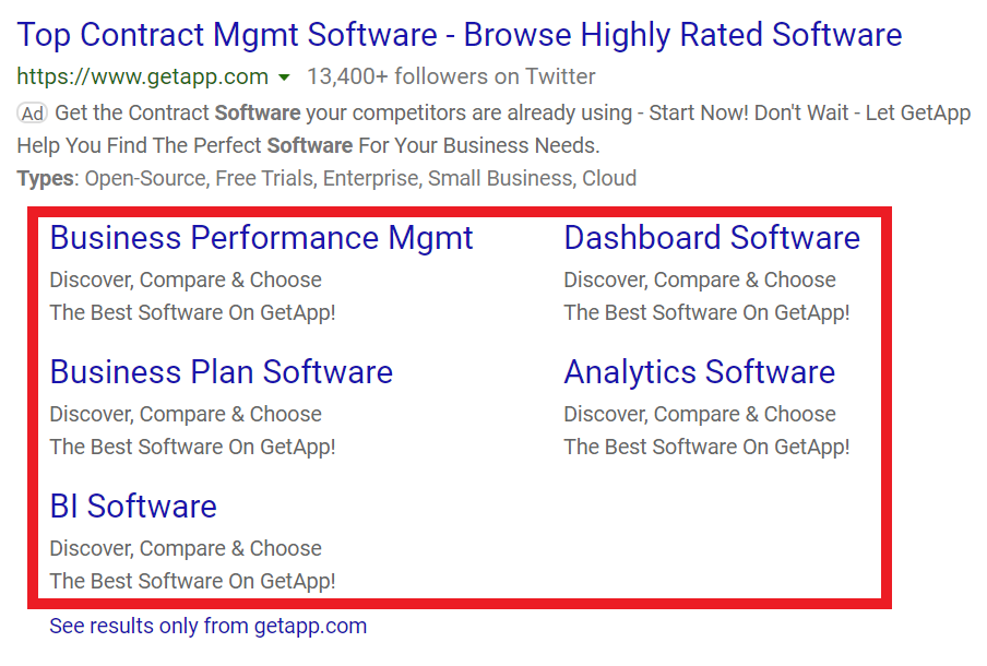 sitelink extensions on bing ads.