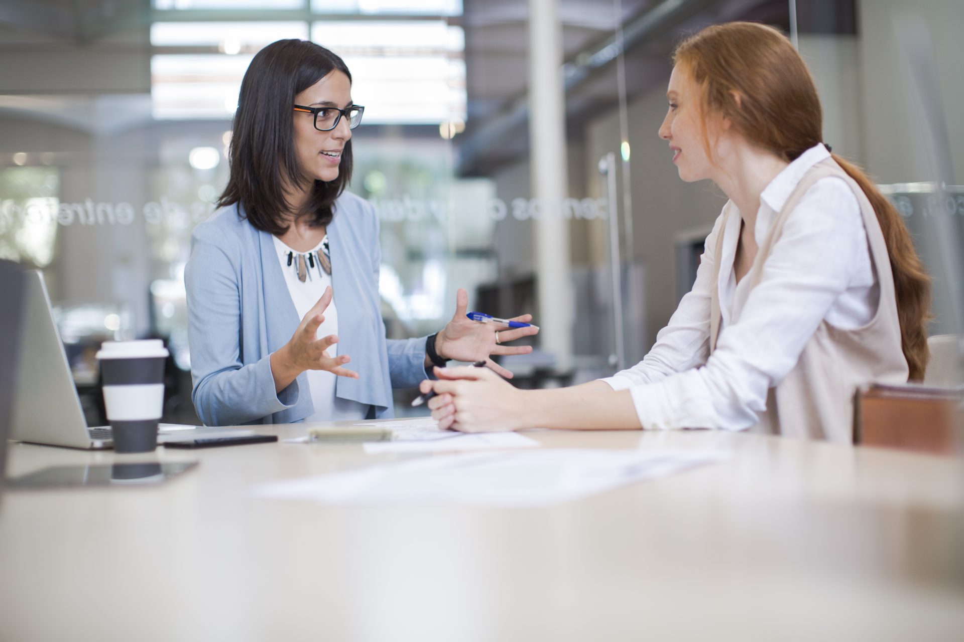 Two business women in a meeting