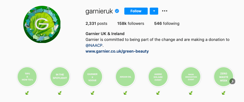 Example of a well-designed Instagram profile. 