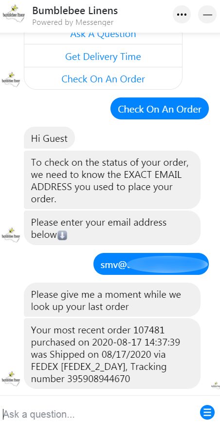Check on an order. 