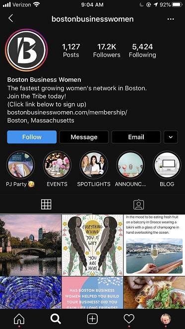 Boston Business Womens Instagram profile