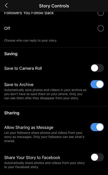 Instagram Story Highlights story controls