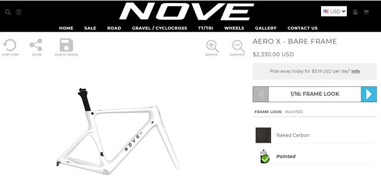 interactive content example: Nove Bikes Aero X