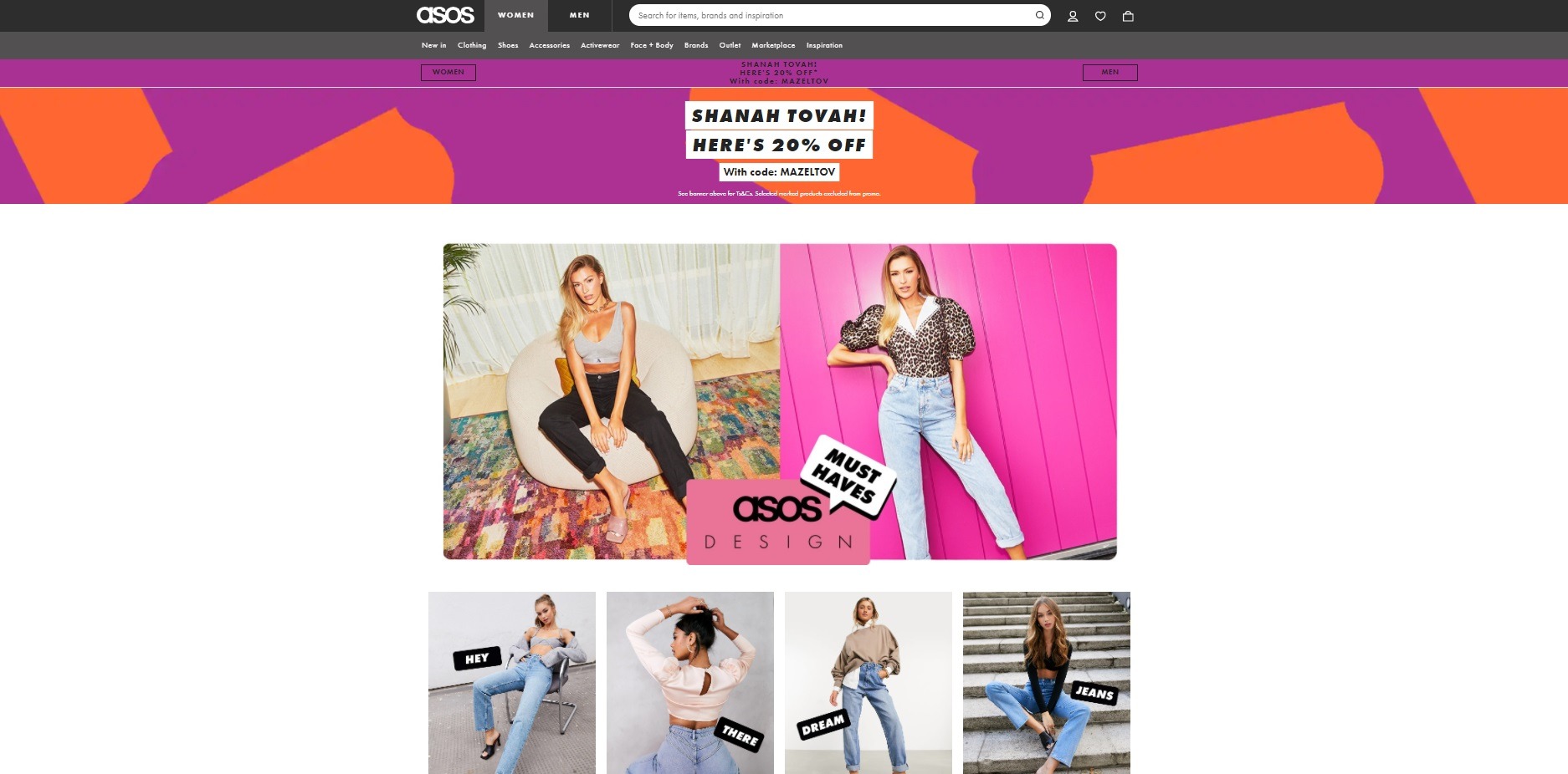 Asos personalized navigation example