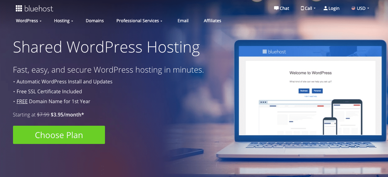 The hosting services Bluehost provides highlights the difference between shared hosting and WordPress hosting.