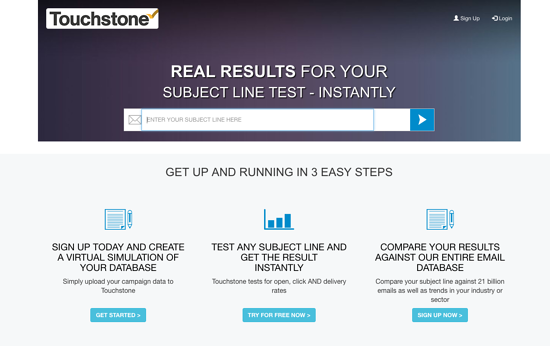 Subject Line Gold by Touchstone homepage