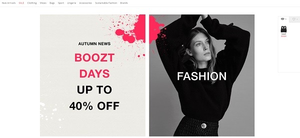 boozt home page example 2