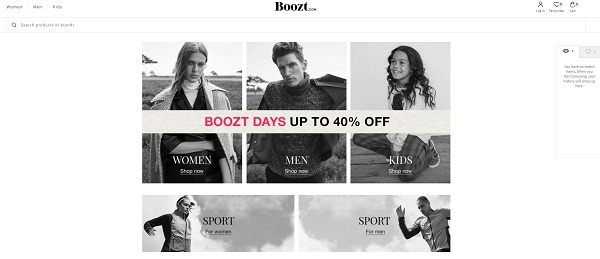 boozt home page example
