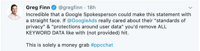 google ads search terms report outrage on twitter