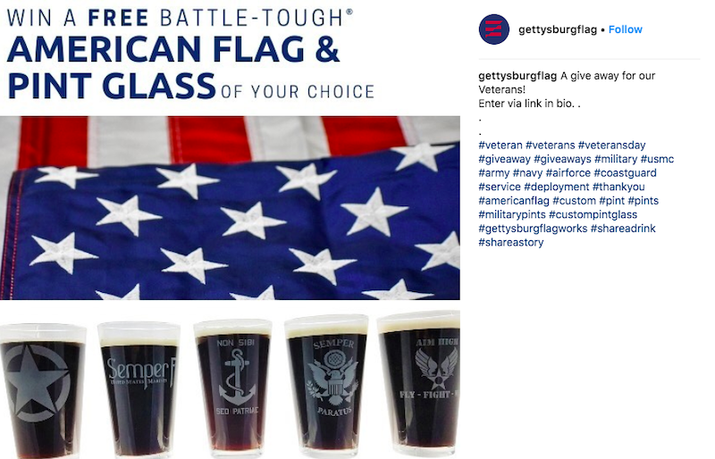free november marketing ideas veterans day instagram giveaway