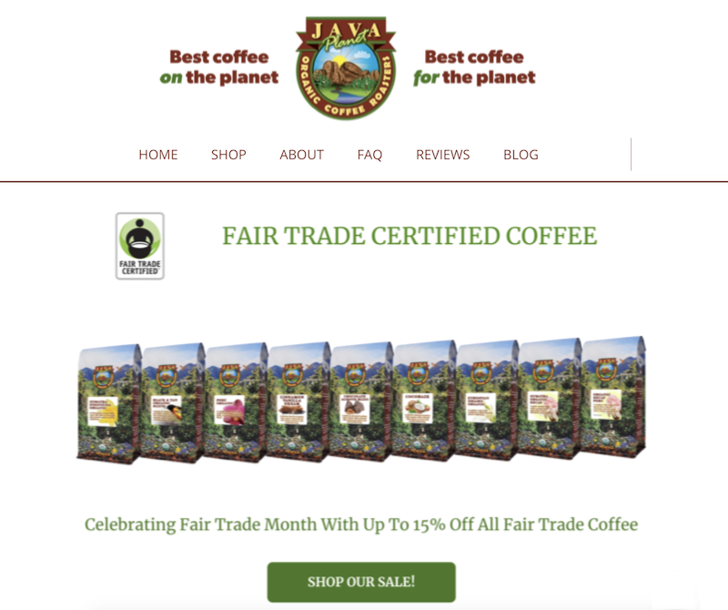 sales promotion examples fair trade coffee