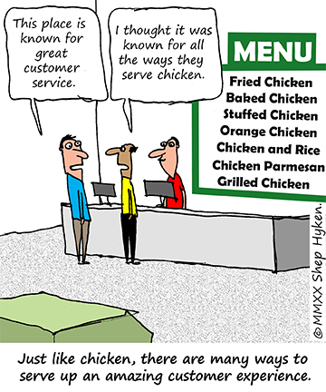 Customers Ordering at a Restaurant That Only Sells Chicken Dishes