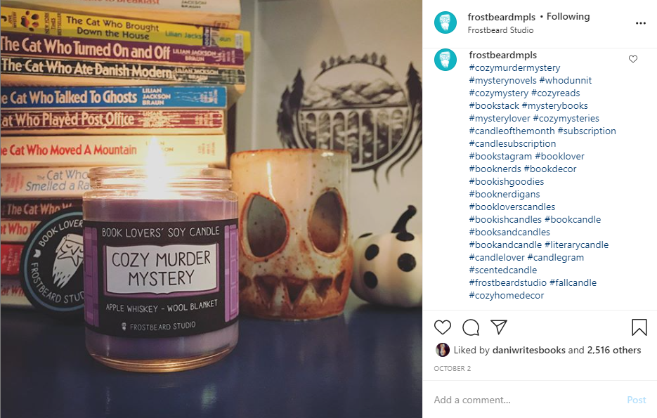 cozy mystery candle