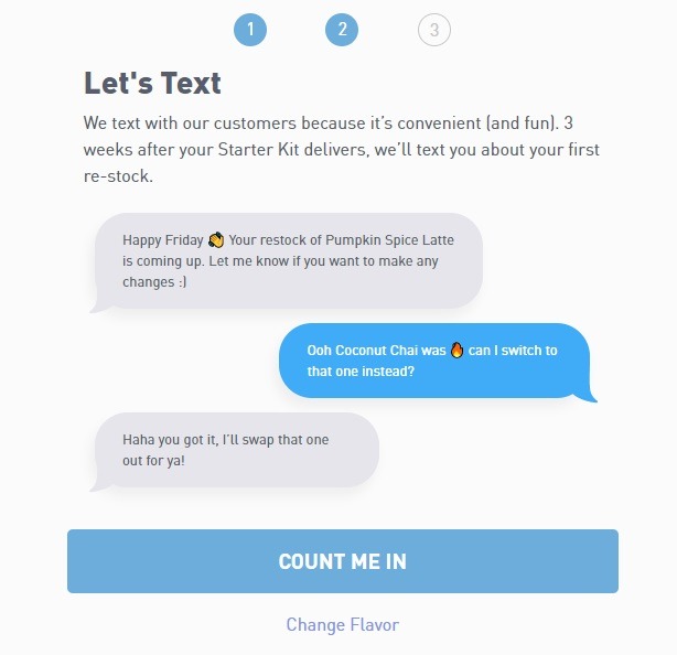 eCommerce sms strategy example veve