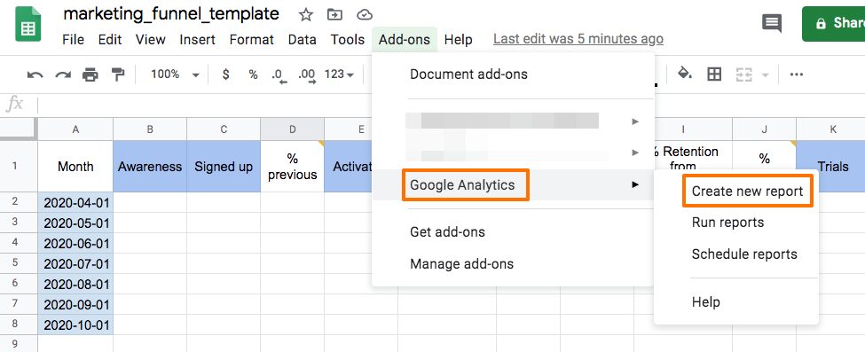 Google analytics create report. 