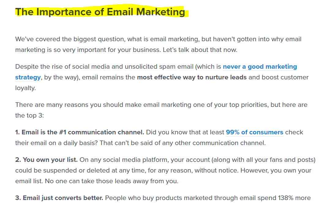 explanation of why email marketing is important.