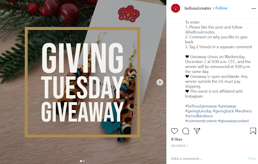 festive Instagram comment giveaway