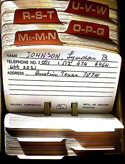 Rolodex of Levi Eshkol shown phone of LB Johnson
