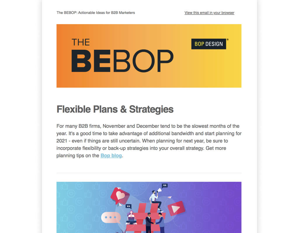 Bop Design Newsletter with Big, Bold Type