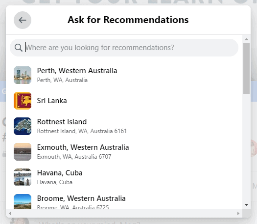 Creating a post to ask for recommendations in a Facebook Group