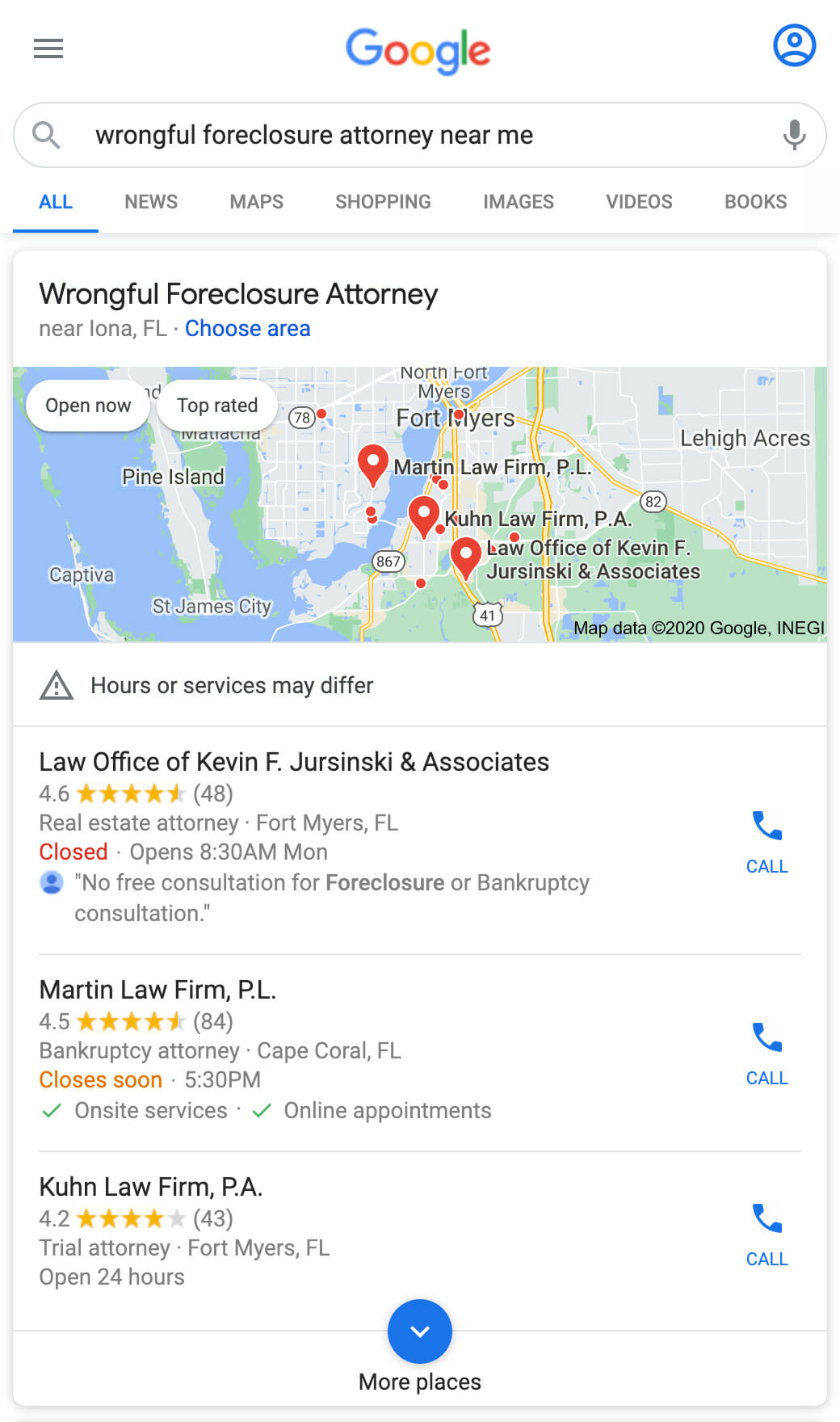Google Map Pack. 