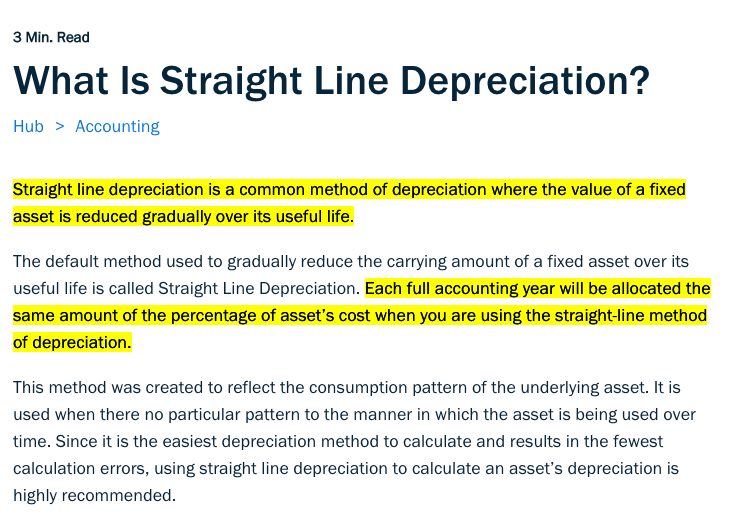 What is straight line depreciation? 