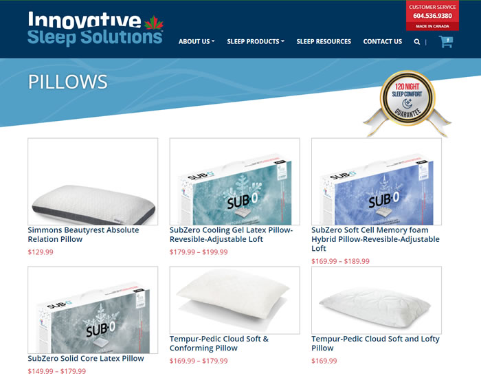 Innovative Sleep Solutions healthy pillow offerings