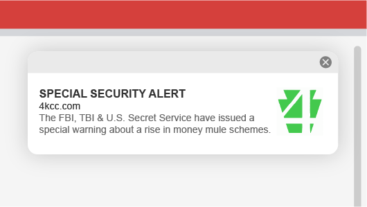 Example of 4KCC web push notification for a security alert