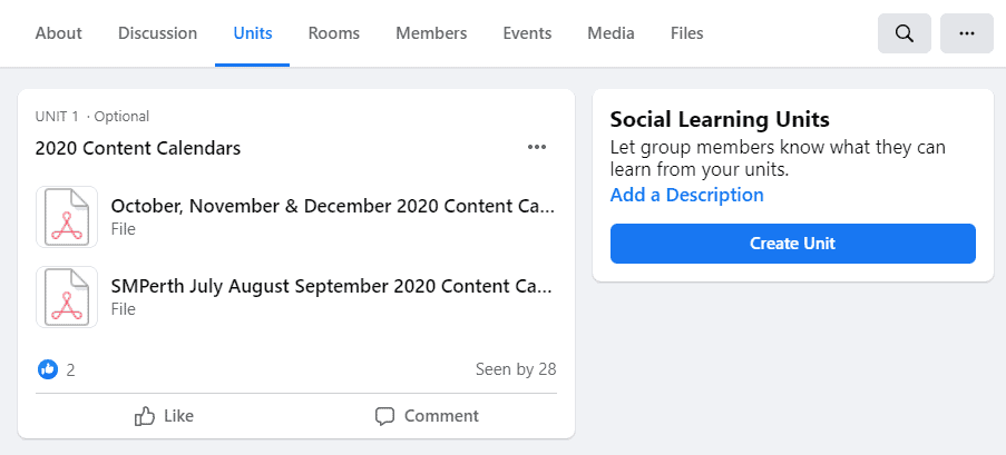 Adding a Learning Unit to a Facebook Group